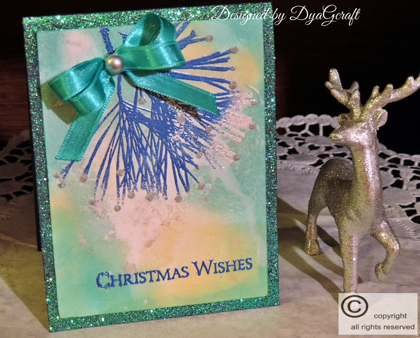 christmas card decorative pine stamp